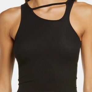 SKIMS Black Ribbed Cut Out Tank Top